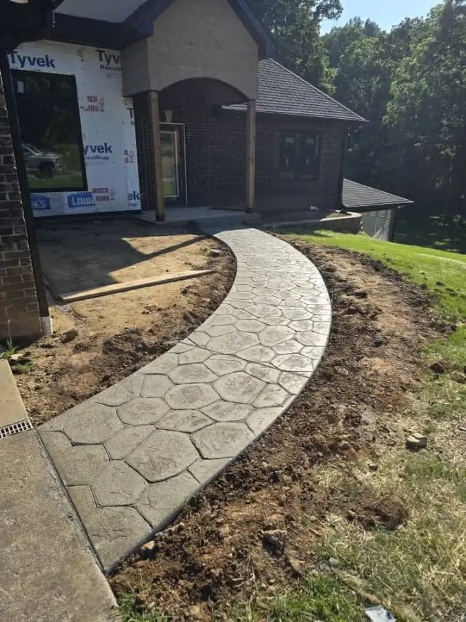 Stamped concrete entryway