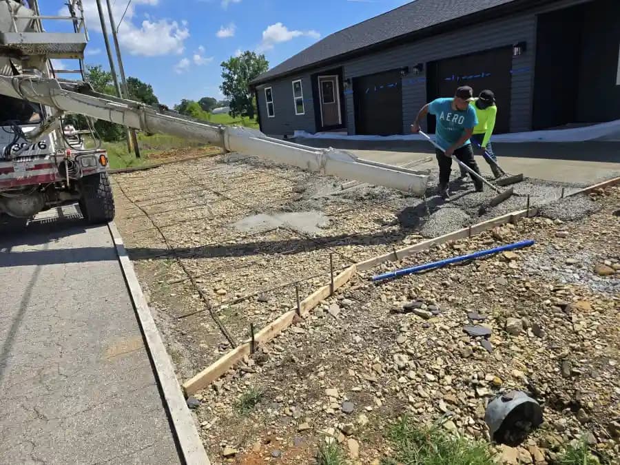 Professional concrete team at work