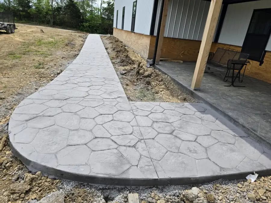 Curved stamped concrete